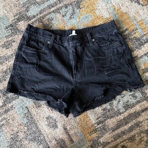 Aerie Dark Blue Distressed Jean Shorts